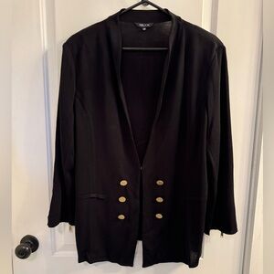 Misook 3/4-Sleeve Button-Front Cardigan Black Knit Gold Hardware XL